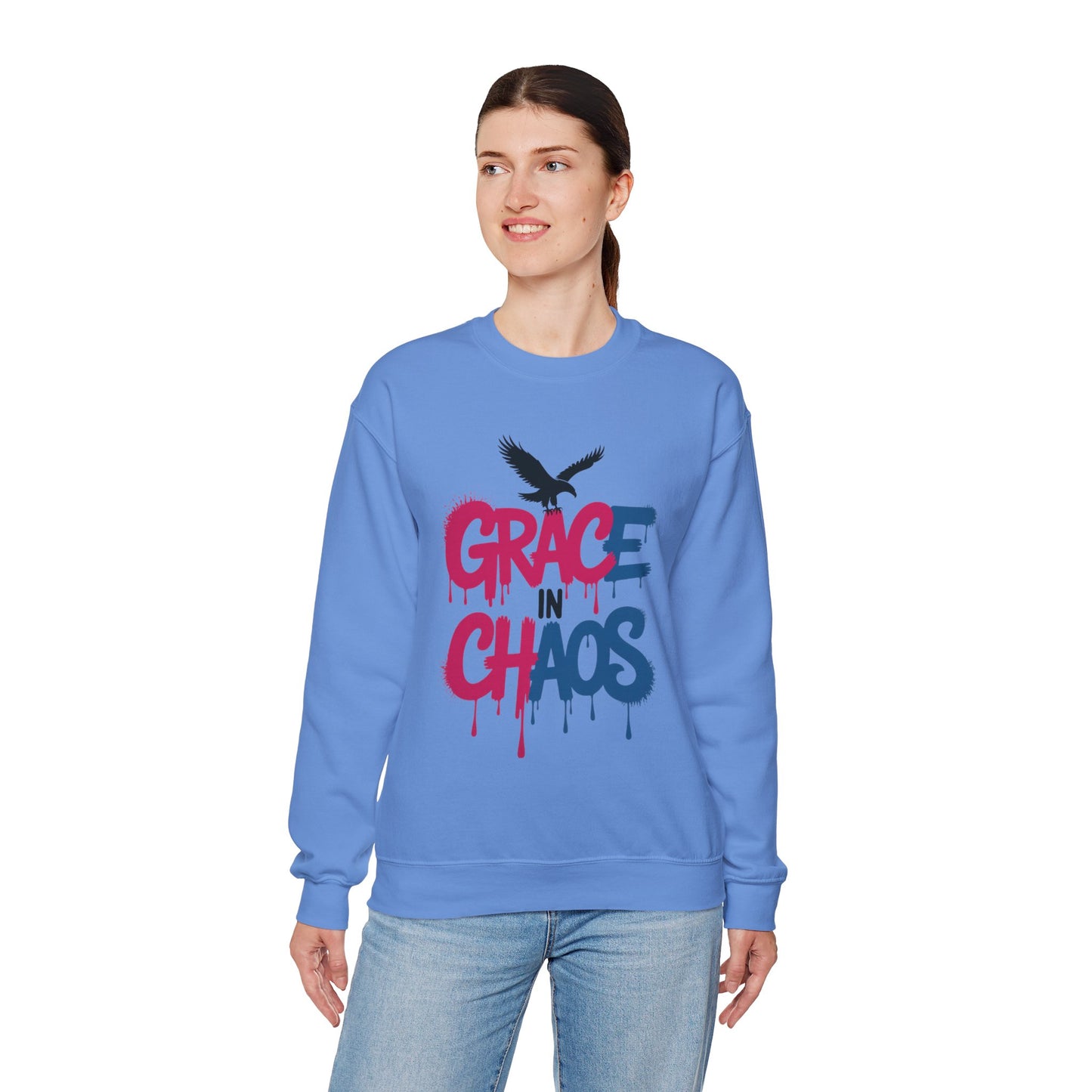 Women's Sweatshirt Grace in Chaos, Graffiti Dripping Street Art Pullover, Bold Urban Graphic