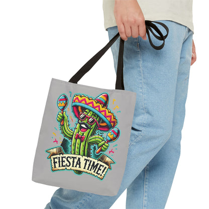 Fiesta Time Cactus Tote Bag, Funny Mexican Party Gift, Sombrero Maracas Print, Cinco de Mayo Bag, Summer Festival Tote, Beach Bag, Shopping