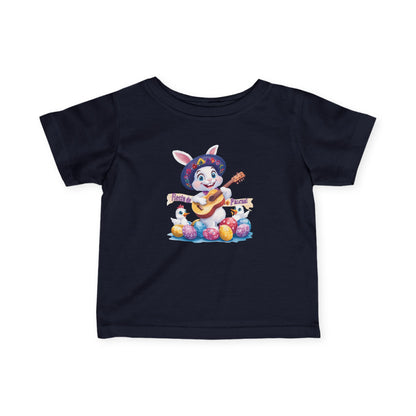 Fiesta de Pascua Baby T-Shirt - Cute Mexican Easter Bunny Tee with Guitar, Fun Spring Outfit for Infants 6 - 24 Months, Holiday Gift Idea