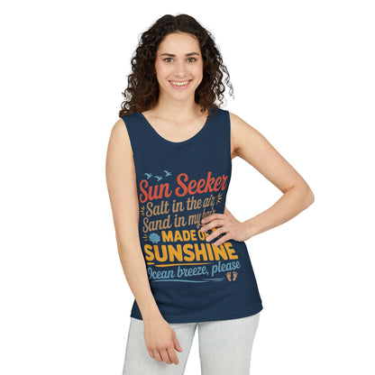 Sun Seeker Summer Quote Tank Top, Made of Sunshine Beach Vibes Tee, Ocean Breeze Please Tank Top for Women, Salt in the Air Sand Top