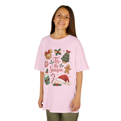 Tis the Season Christmas Shirt for Girls, Cute Holiday Cookie Tee, Kids Heavy Cotton™ Tee