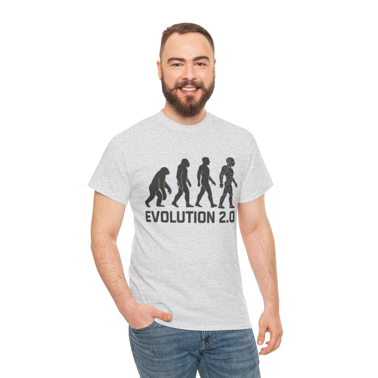 Evolution 2.0 Futuristic Robot Human Evolution T-Shirt, Cyberpunk Tech Graphic Tee for Men, Modern AI Inspired Sci-Fi Shirt