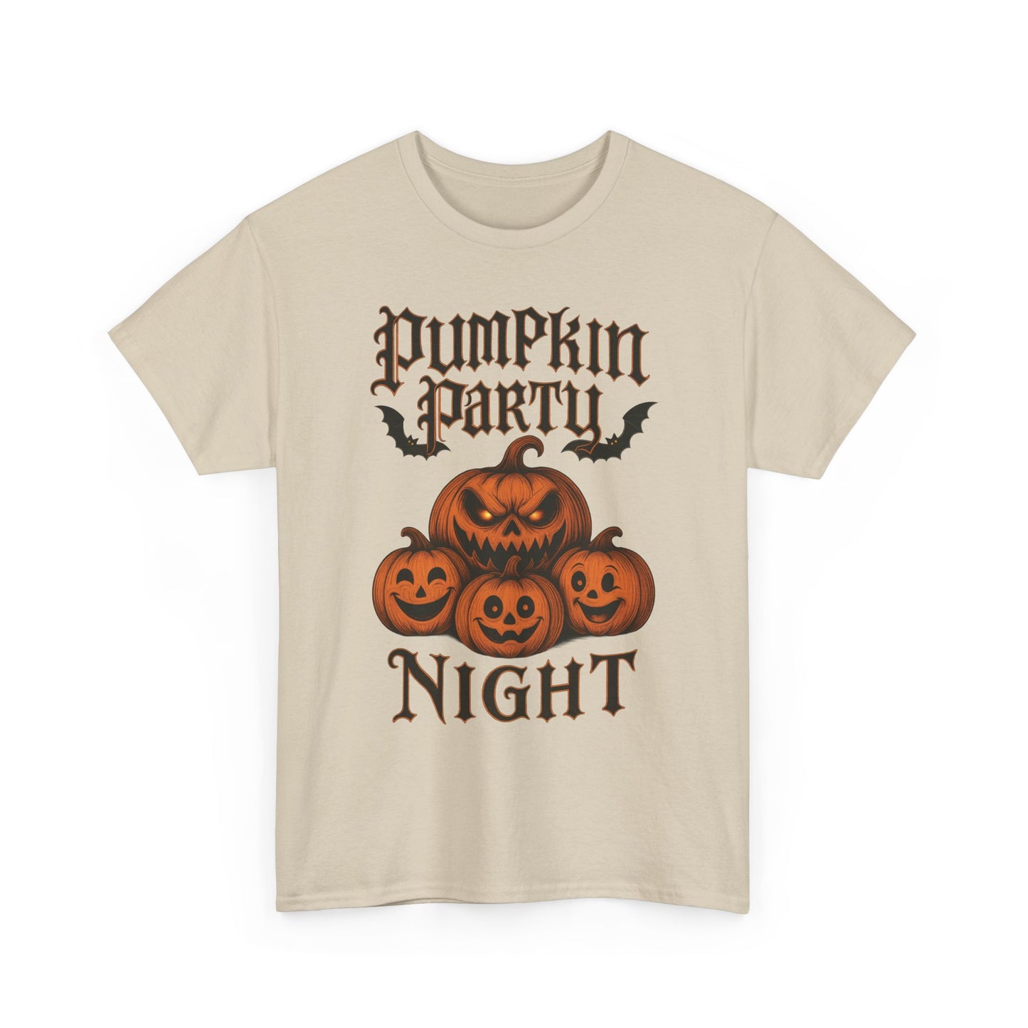 Pumpkin Party Night Men's Halloween T-Shirt, Scary Jack-O-Lantern Pumpkin Graphic Tee for Him