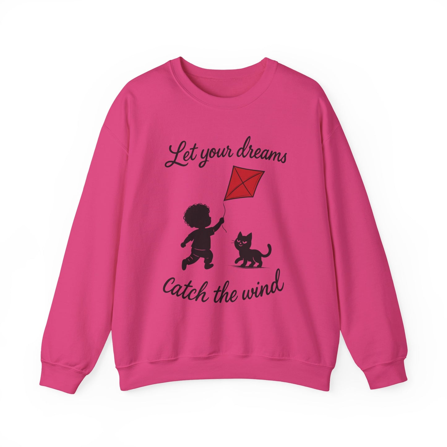 Dream Big Womens Crewneck Sweatshirt, Inspirational Gift, Cozy Lounge Wear, Cat Lover's Apparel, Kid's Motivation Sweatshirt