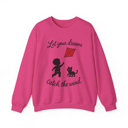 Dream Big Womens Crewneck Sweatshirt, Inspirational Gift, Cozy Lounge Wear, Cat Lover's Apparel, Kid's Motivation Sweatshirt
