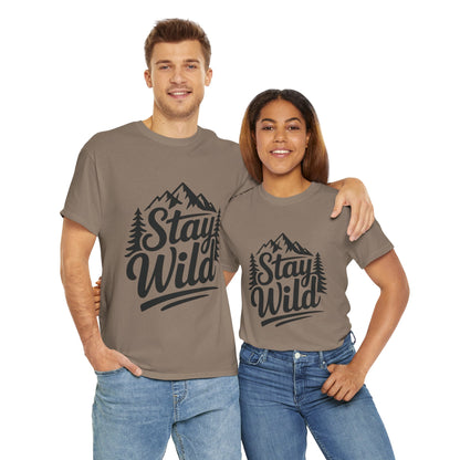Stay Wild Adventure Tee, Unisex Heavy Cotton Tee for Nature Lovers, Camping, Hiking, Gifts for Outdoorsy Friends, Nature Graphic Tee