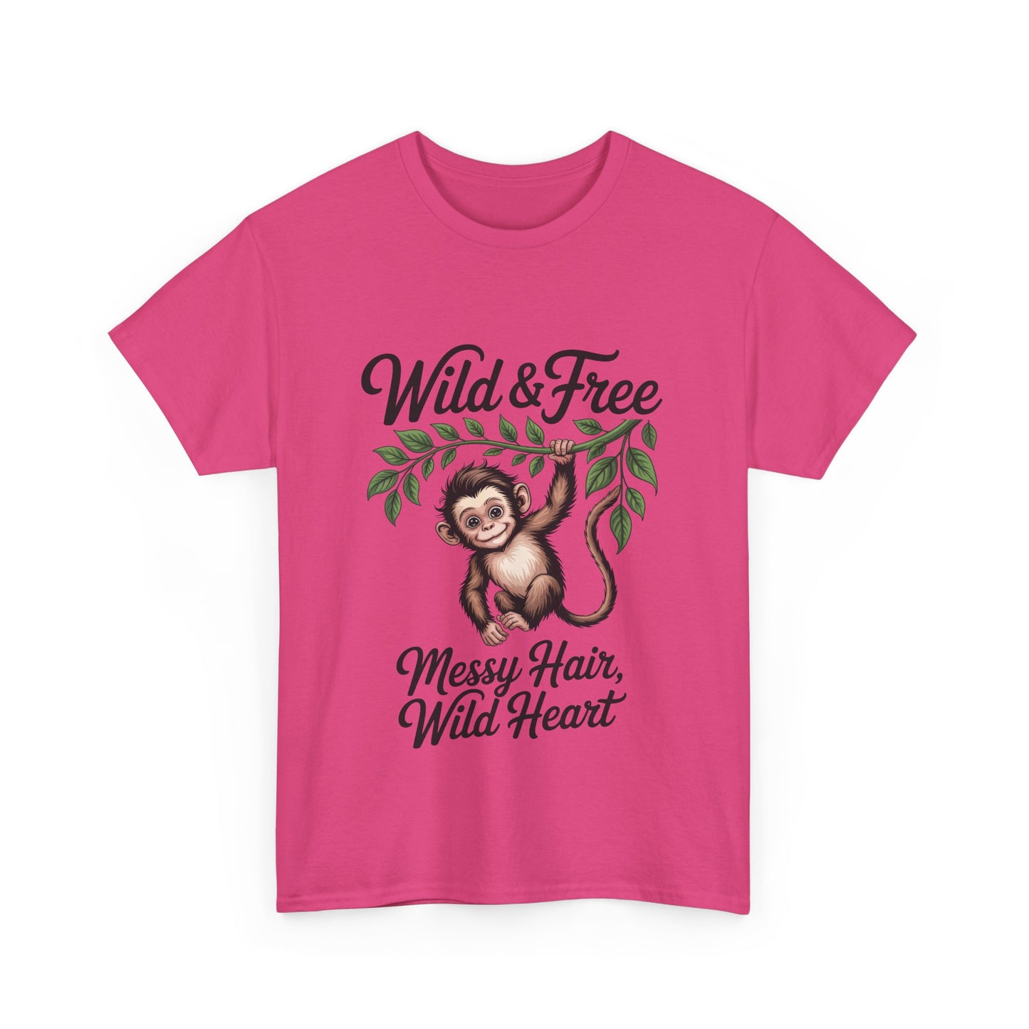 Wild & Free Monkey Shirt, Messy Hair Wild Heart Womens Tee, Cute Jungle Animal T-Shirt, Boho Adventure Graphic, Fun Nature Lover Gift
