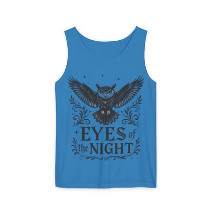 Eyes of the Night Owl Tank Top, Mens Summer Wear, Boho Aesthetic, Festival Outfit, Nature Lover Gift, Halloween Apparel