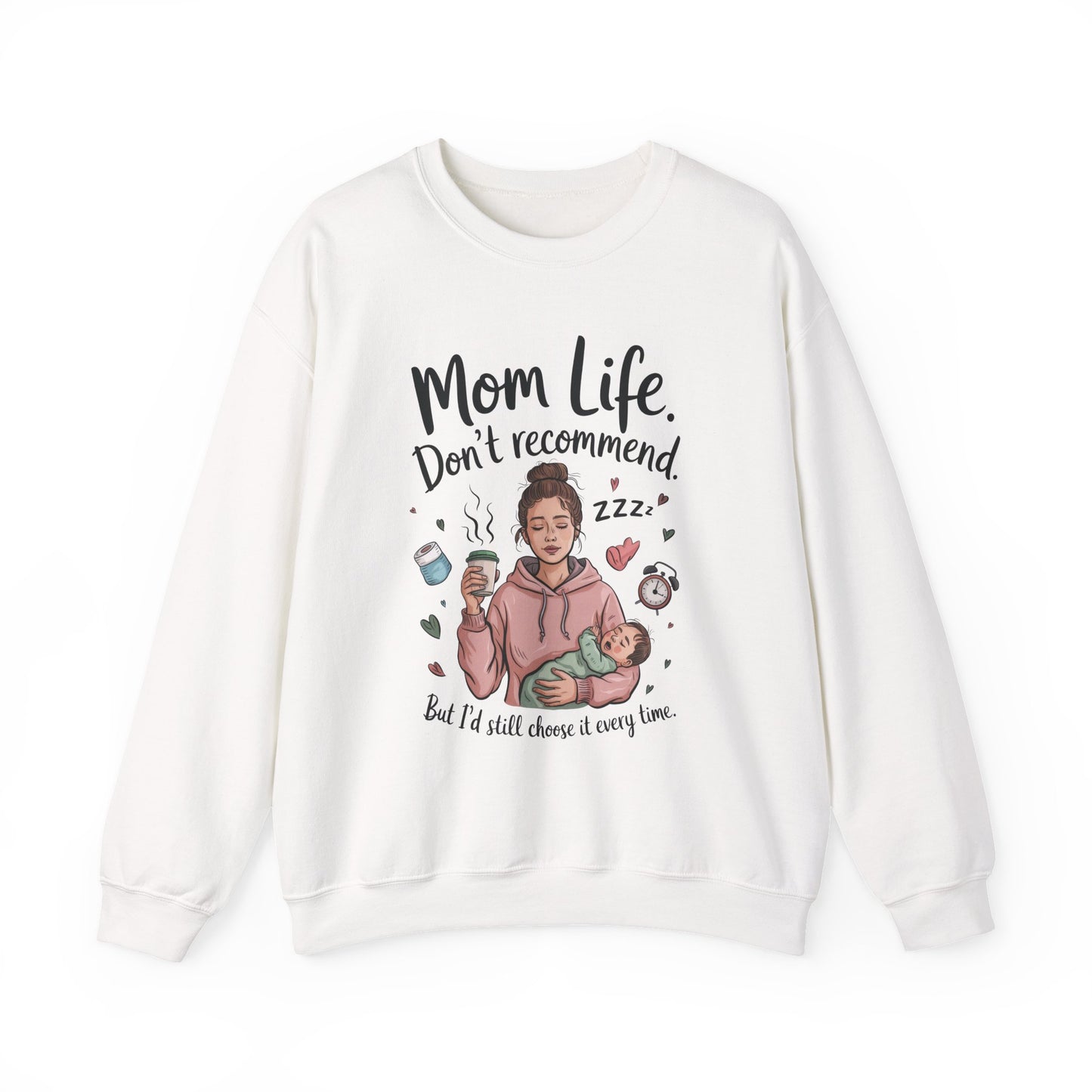 Mom Life Crewneck Sweatshirt, New Mom Gift, Cozy Everyday Wear, Funny Parent Apparel, Tired Mama Humor Tee