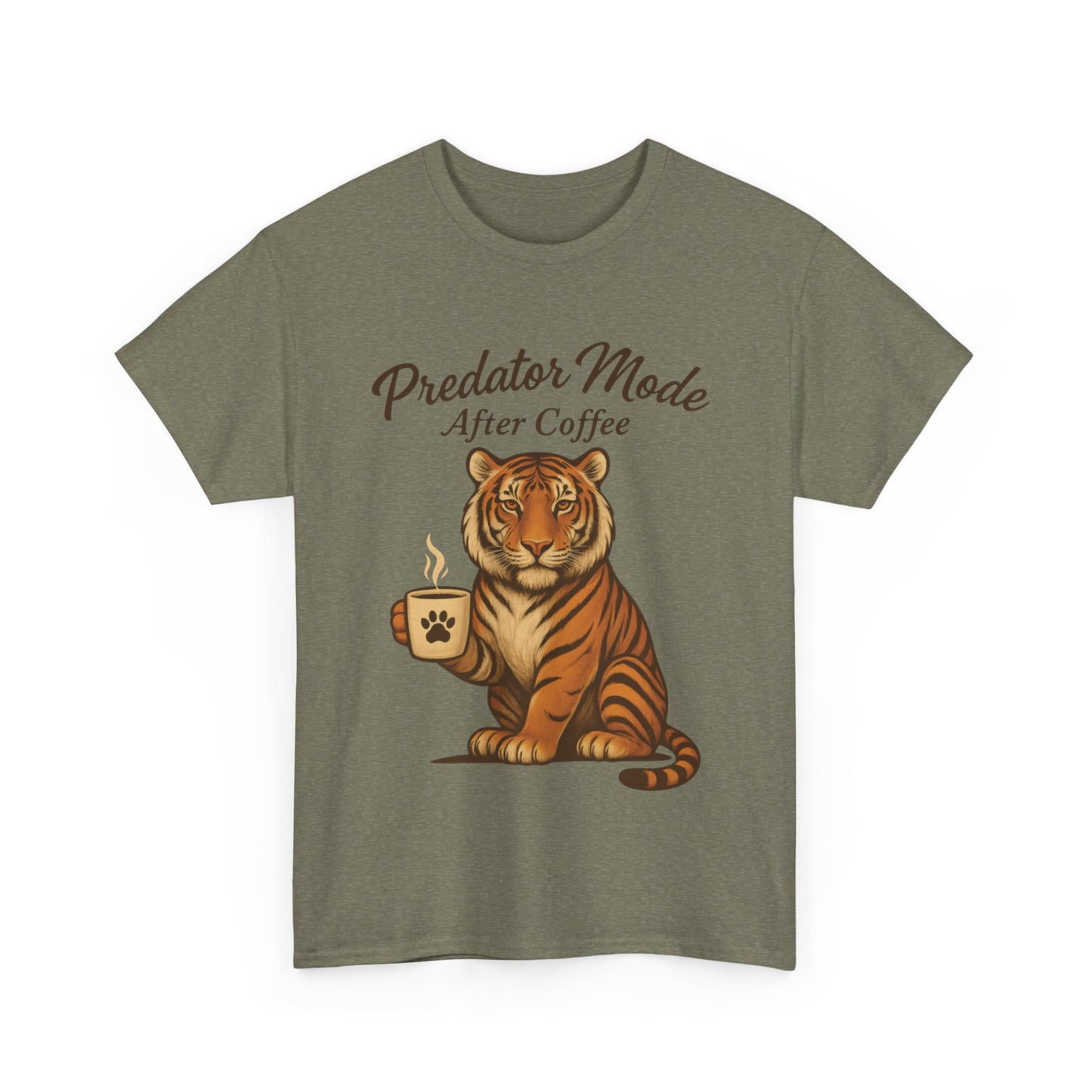 Predator Mode After Coffee Tiger Shirt, Funny Coffee Lover Tee, Mens Caffeine Graphic Tee, Morning Motivation Tiger Shirt,Coffee Addict Gift
