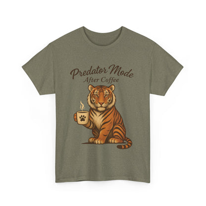 Predator Mode After Coffee Tiger Shirt, Funny Coffee Lover Tee, Mens Caffeine Graphic Tee, Morning Motivation Tiger Shirt,Coffee Addict Gift