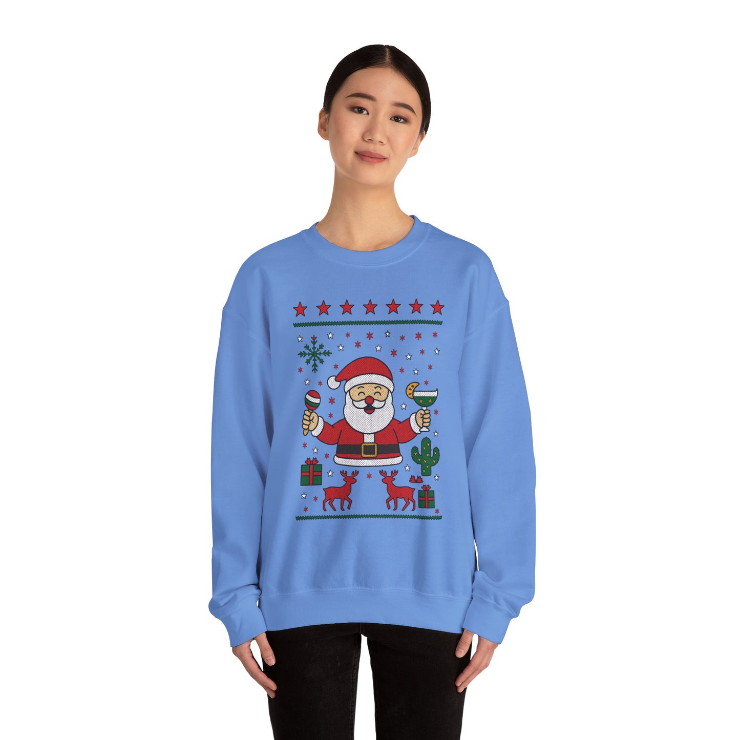 Funny Santa Women's Christmas Sweatshirt, Holiday Party Pullover