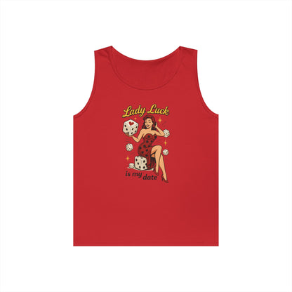 Lucky Me Tank Top, Retro Lady Luck Tee for Men, Gambling & Dice Themed Tee, Vintage Pin-Up Vegas Gift, Good Luck Gifts, for Luck Enthusiasts