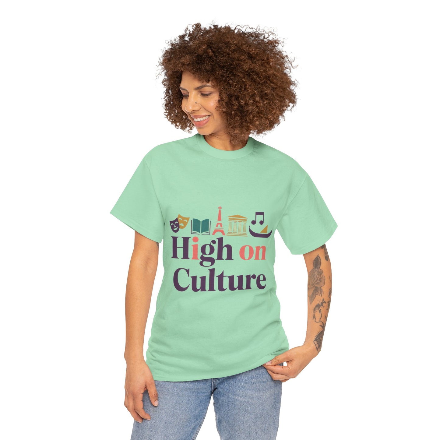 High on Culture Womens T-Shirt, Feminine Artistic Graphic Tee, Art Fashion