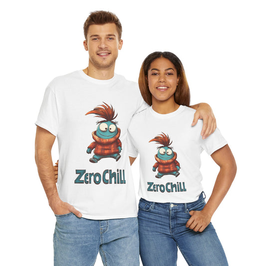 Zero Chill Funny Cartoon Character Tee, Quirky Cute Monster Shirt, Chill Vibes Humor Gift, Fun Cartoon T-Shirt, Chill Vibe Shirt