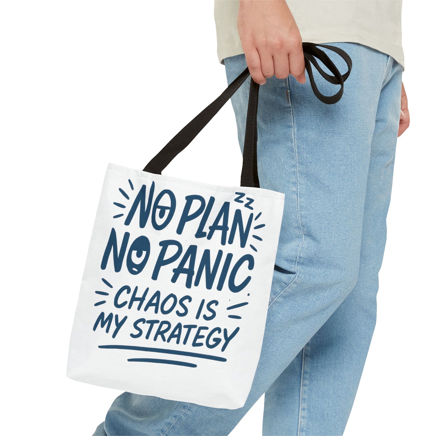 Funny Quote Tote Bag, Reusable Grocery Bag, Gift for Students, Beach Tote, Everyday Tote, Chaos Strategy Bag, Unique Shopping Bag