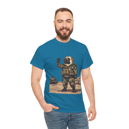 Cute Army Bulldog Tee, Funny Dog Army Pug Men's Heavy Cotton Tee, Pet Lovers Gift, Military Humor Clothing, Dog Dad T-Shirt