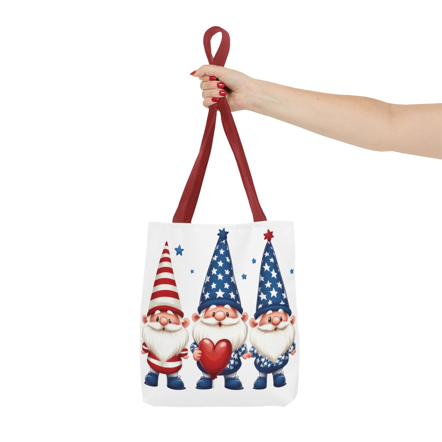 Patriotic Gnome Tote Bag, Stars and Stripes Reusable Grocery Bag, Cute Gnome Summer Bag, Holiday Gift Tote, Eco-Friendly Shopping Bag