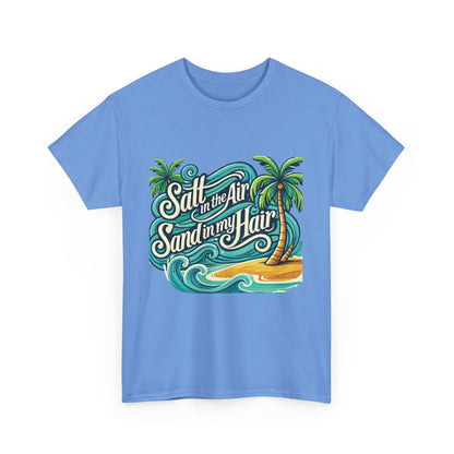 Salt in the Air Sand in My Hair Shirt, Beach Summer Vibes Graphic T-Shirt, Tropical Ocean Palm Design, Ocean-Themed Shirt, Gift Beach Lovers