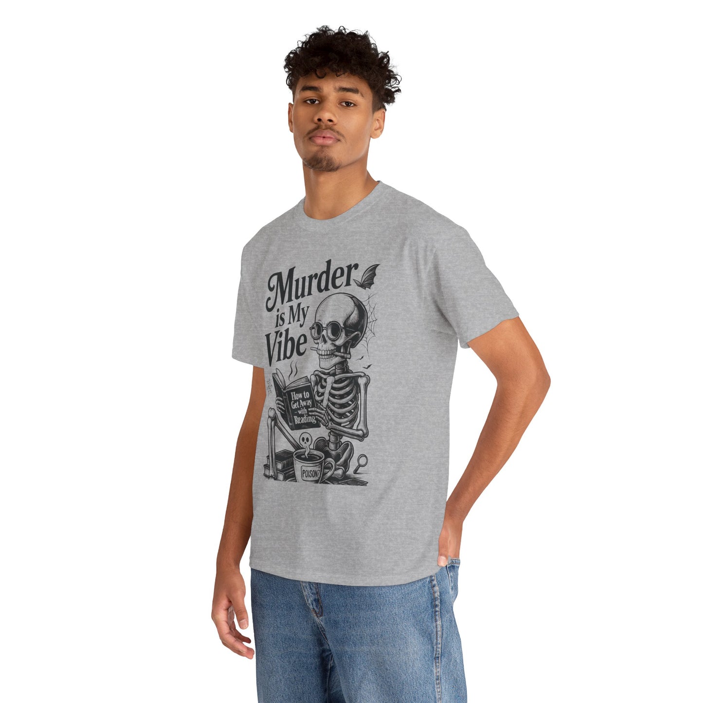Mens Heavy Cotton Tee - "Murder is My Vibe" Graphic Shirt for Ghoulish Vibes, Halloween Fun, Spooky Season, Casual Wear, Gift for [...]