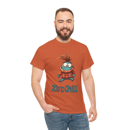 Zero Chill Funny Cartoon Character Tee, Quirky Cute Monster Shirt, Chill Vibes Humor Gift, Fun Cartoon T-Shirt, Chill Vibe Shirt