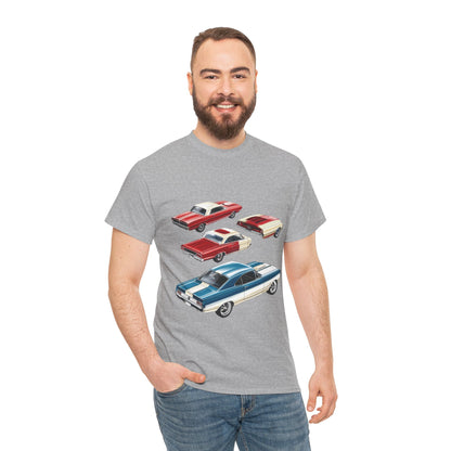 Vintage Muscle Car T-Shirt, Mens Cotton Tee with Retro American Classic Car Illustration, Gift for Car Lovers, Classic Car Graphic Tee