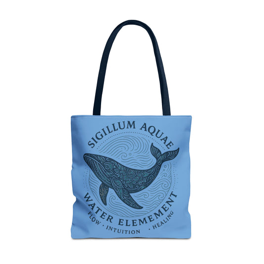 Whale Water Element Tote Bag: Spiritual Gift, Eco-Friendly, Beach Bag, Yoga Accessories, Meditation Essentials, Weekender Bag, Large Bag