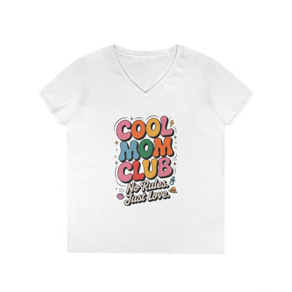 Cool Mom Club V-Neck T-Shirt, Fun Mom Shirt, Gift for Moms, Casual Graphic Tee, Mother's Day Gift, No Rules Just Love