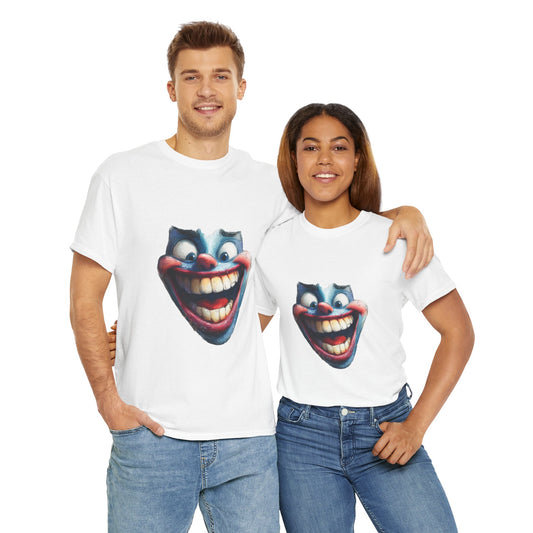 Funny Clown Face Unisex Heavy Cotton Tee, Creepy Clown Face T-Shirt, Humor T-Shirt,Clown Theme Shirt, Funny Horror Graphic Tee