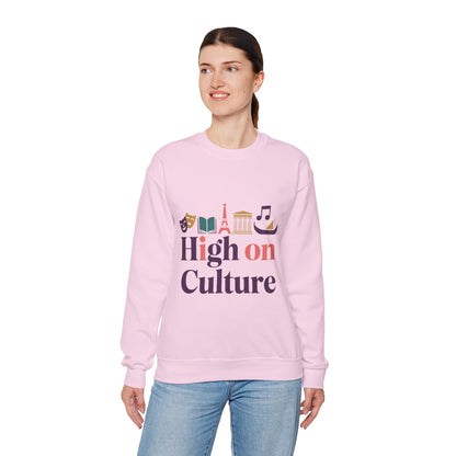 Womens Heavy Blend™ Crewneck Sweatshirt, High on Culture Womens Sweatshirt, Stylish Cultural Graphic Top