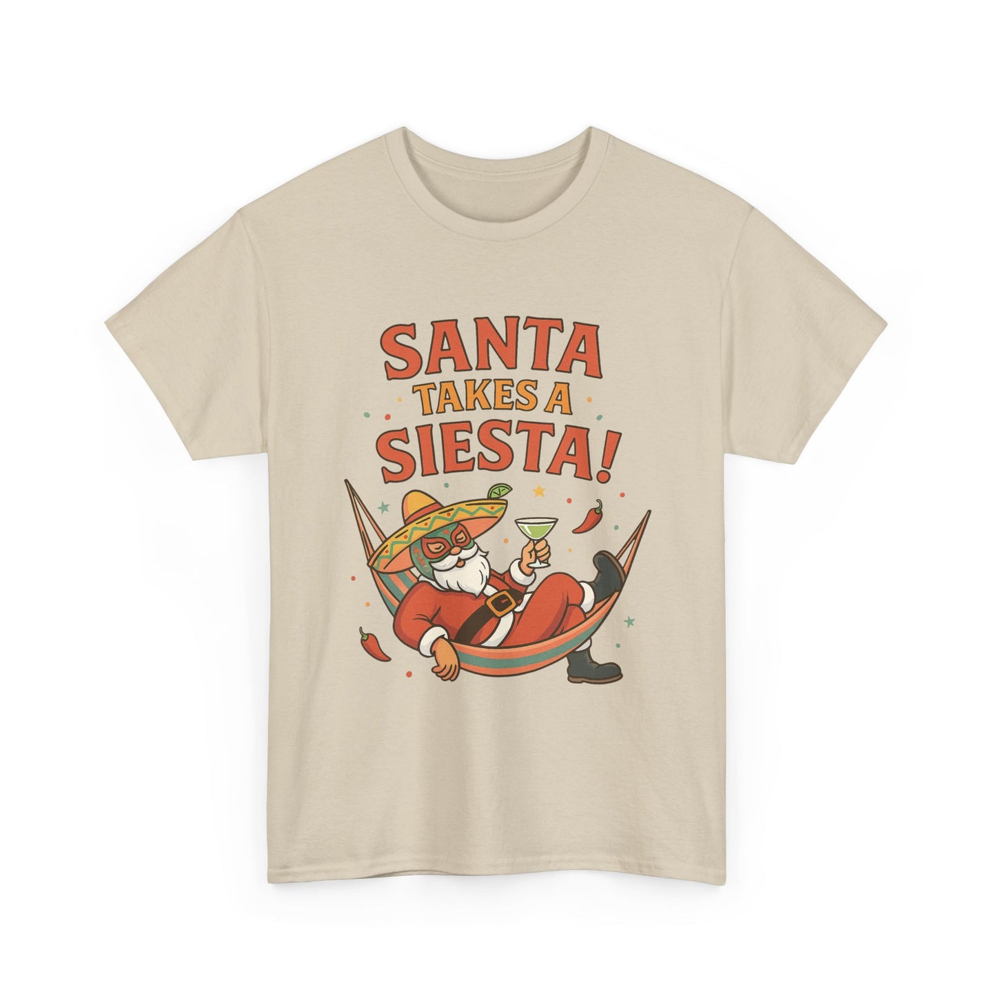 Santa Takes a Siesta Funny Christmas T-Shirt for Men, Mexican Santa Holiday Tee