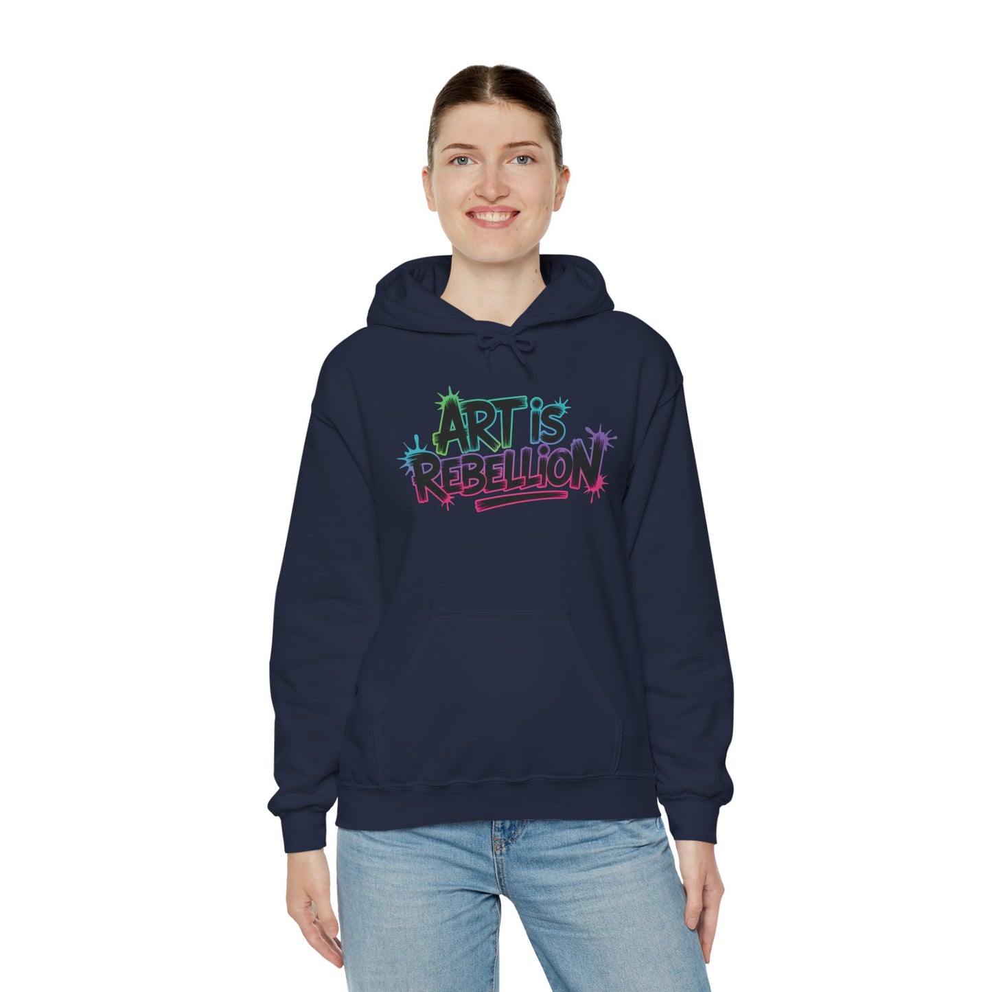 Art Is Rebellion Hoodie, Women's Graffiti Street Art Hooded Sweatshirt, Rebel Graphic Statement Pullover, Heavy Blend™ Hooded Sweatshirt