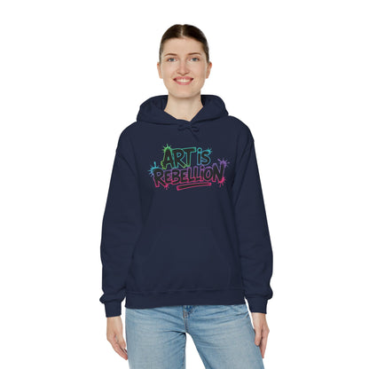 Art Is Rebellion Hoodie, Women's Graffiti Street Art Hooded Sweatshirt, Rebel Graphic Statement Pullover, Heavy Blend™ Hooded Sweatshirt