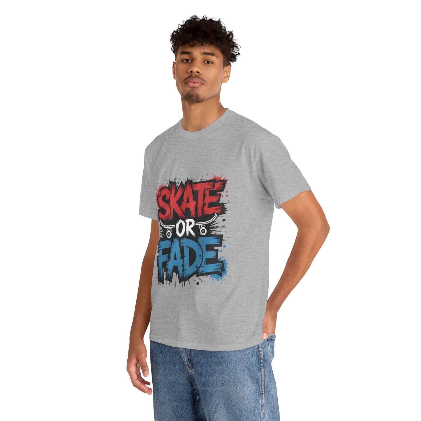Skate Or Fade Men's T-Shirt, Graffiti Skateboarding Graphic Tee, Urban Streetwear Skater Top