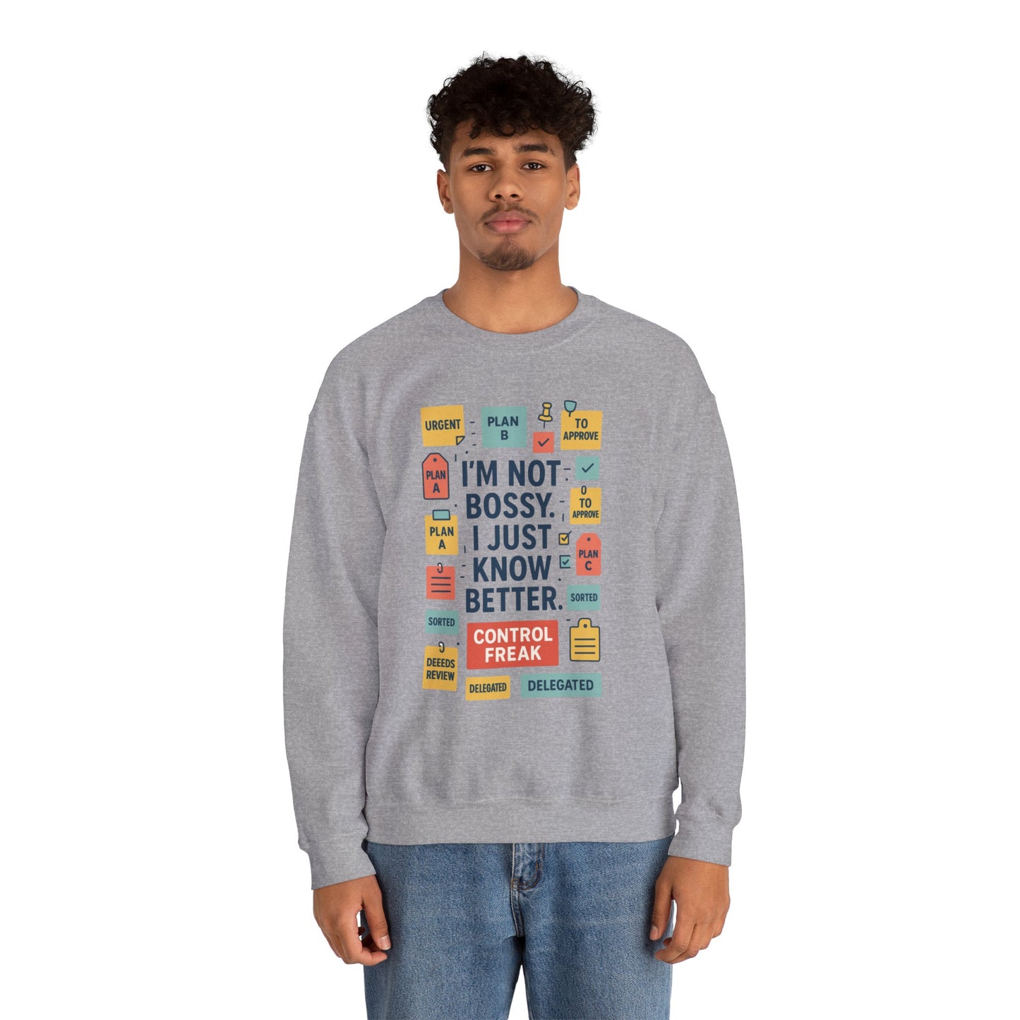 Funny Mens Control Freak Sweatshirt, Sarcastic Crewneck Gift for Him, Perfect Gift for Bossy Friends