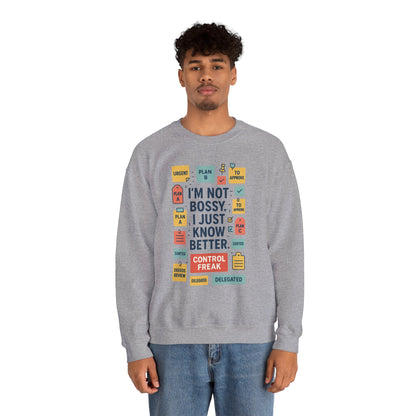 Funny Mens Control Freak Sweatshirt, Sarcastic Crewneck Gift for Him, Perfect Gift for Bossy Friends