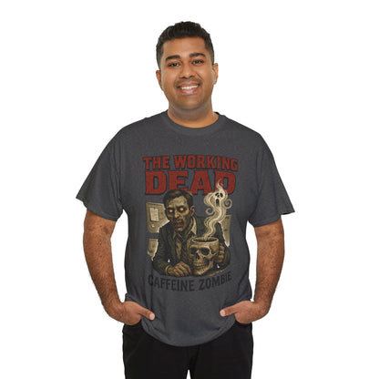 The Working Dead Men's Funny Zombie Work T-Shirt, Office Humor Tee, Halloween Office Tee, Coffee Zombie Shirt