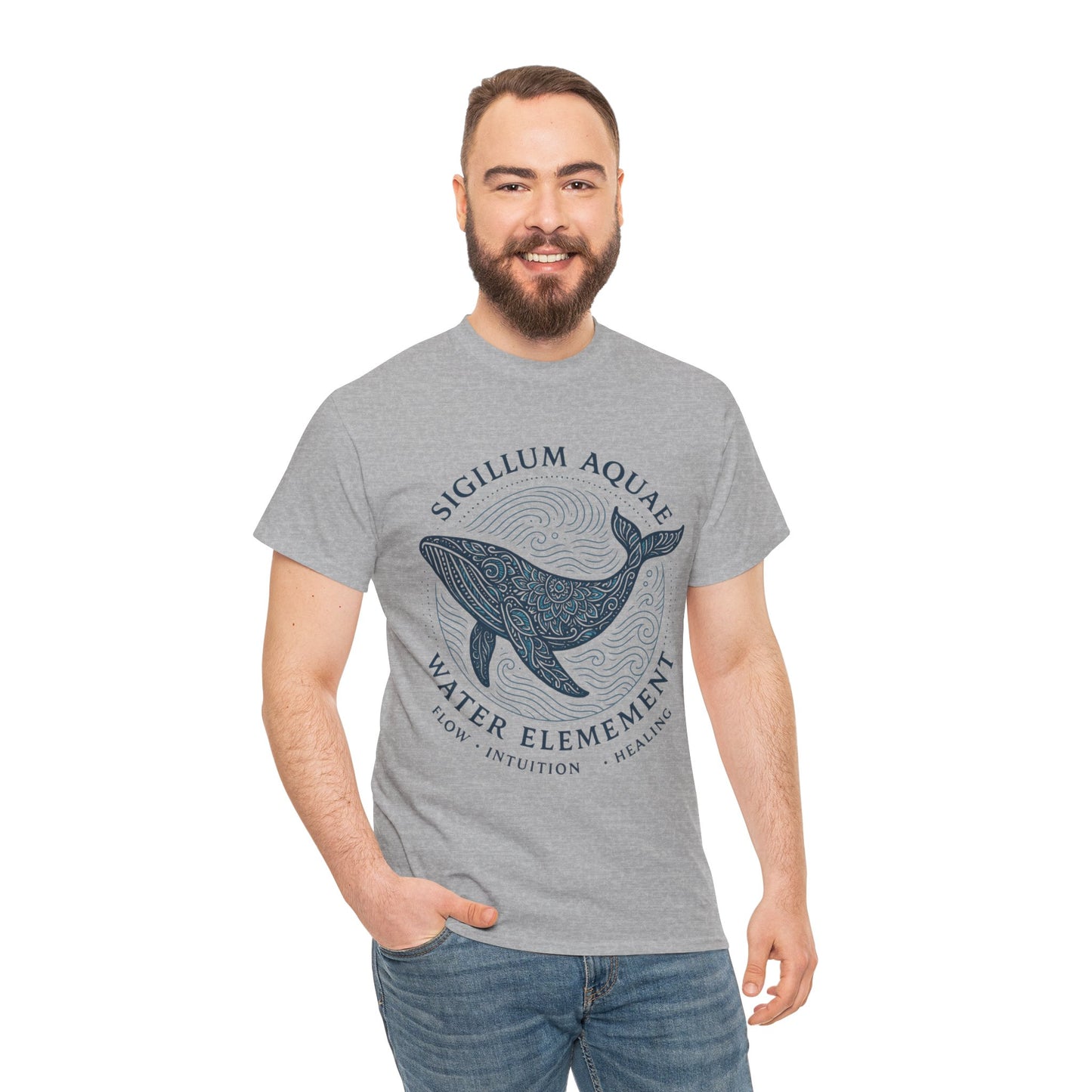 Water Element Whale Tee, Sigillum Aquae Symbol, Flow Intuition Healing, Spiritual Ocean Totem Tee, Nature Energy Shirt, Mindfulness Fashion