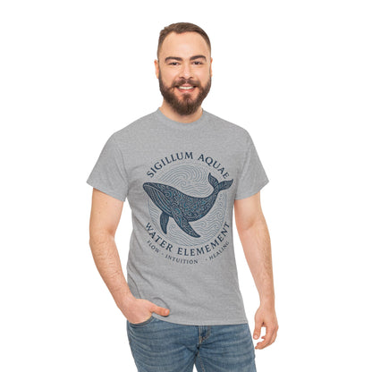 Water Element Whale Tee, Sigillum Aquae Symbol, Flow Intuition Healing, Spiritual Ocean Totem Tee, Nature Energy Shirt, Mindfulness Fashion