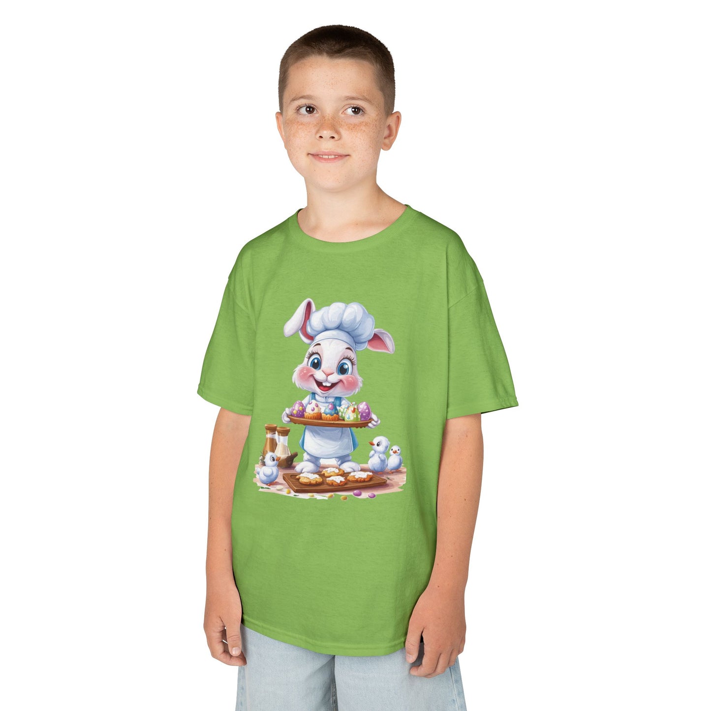 Easter Bunny Chef Kids T-Shirt, Cute Spring Baking Tee with Eggs, Toddler Easter Outfit, Bunny Holding Egg Tray Tee, Cute Animal Design