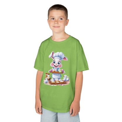 Easter Bunny Chef Kids T-Shirt, Cute Spring Baking Tee with Eggs, Toddler Easter Outfit, Bunny Holding Egg Tray Tee, Cute Animal Design