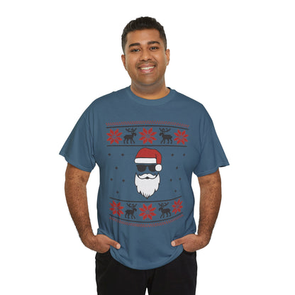 Cool Santa Men's T-Shirt, Funny Christmas Tee, Retro Knit Pattern Holiday Shirt