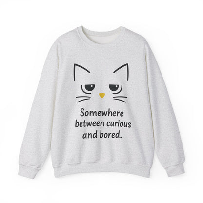 Whimsical Cat Crewneck Womens Sweatshirt, Cozy Relaxed Wear, Perfect Gift for Cat Lovers, Casual Everyday Style