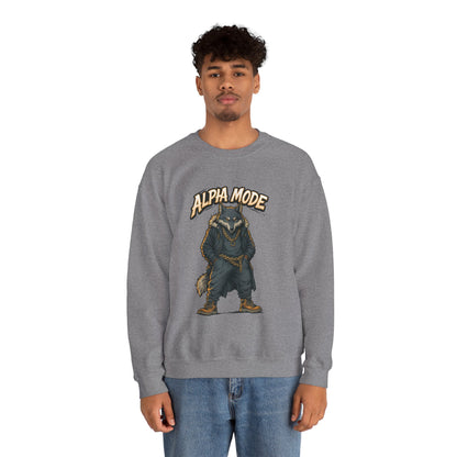 Alpha Mode Wolf Crewneck Sweatshirt, Mens Streetwear Pullover, Hip Hop Savage Wolf Sweater, Alpha Male Graphic Crewneck, Urban Wolf Gift