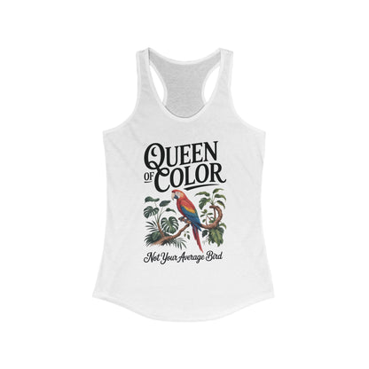 Colorful Queen Racerback Tank: Not Your Average Bird, Summer Fitness Top, Tropical Workout Shirt, Gifts for Women, Eco-Friendly Activewear
