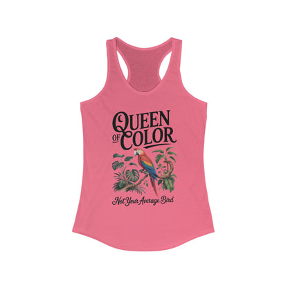 Colorful Queen Racerback Tank: Not Your Average Bird, Summer Fitness Top, Tropical Workout Shirt, Gifts for Women, Eco-Friendly Activewear