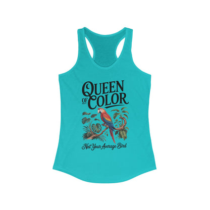 Colorful Queen Racerback Tank: Not Your Average Bird, Summer Fitness Top, Tropical Workout Shirt, Gifts for Women, Eco-Friendly Activewear