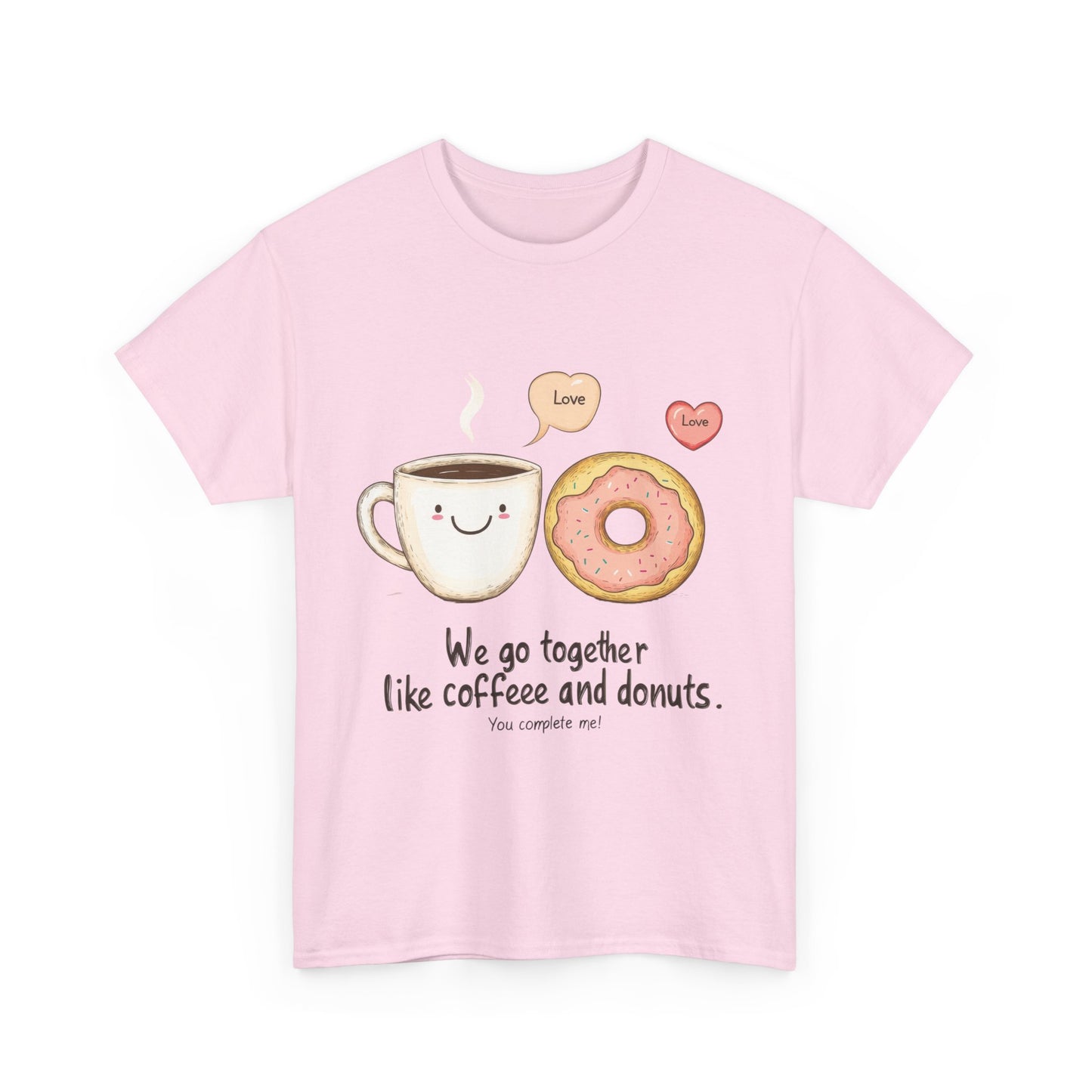 Cute Coffee and Donut Love T-Shirt, Funny Couple Quote, Kawaii Breakfast Graphic Shirt, Gift for Coffee Lovers, Gift for Valentine's Day
