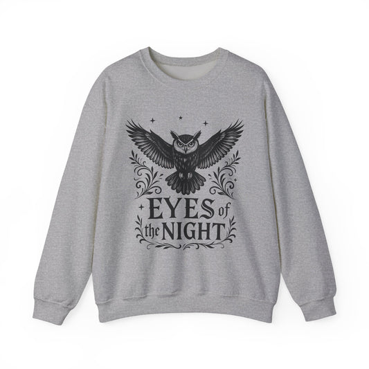 Eyes of the Night Owl Sweatshirt, Mens Dark Gothic Sweatshirt, Mysterious Owl Graphic Pullover, Forest Bird of Night Design, Halloween Gift