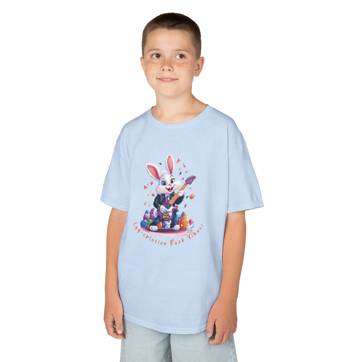 Explosive Rock Vibes Kids Tee - Fun Bunny Graphic T-Shirt for Young Rockstars